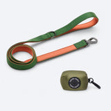 Leinen- und Kotbeutelhalter-Set - Grün Orange