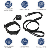 Taktisches Hundehalsband- und Leinen-Set - Schwarz