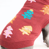 Weihnachts-Strickpullover für Hunde – Kastanienbraune Zuckerstangen-Bäume