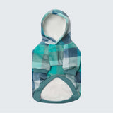 Samtiger Hunde Hoodie - Türkis-karierter