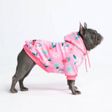 Samtiger Hunde Hoodie - Garten Rosa
