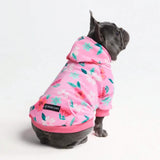 Samtiger Hunde Hoodie - Garten Rosa