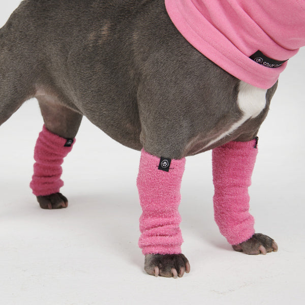Dehnbare Fleece-Beinwärmer für Hunde - Rosa