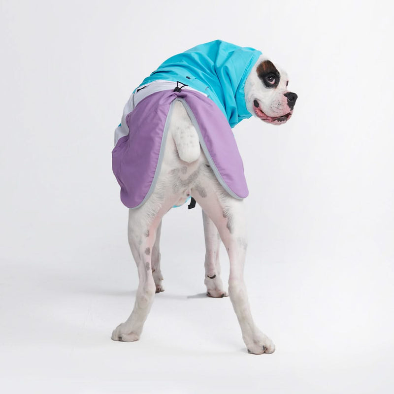 Breatheshield™️ Hund Regenmantel - Teal Weiß Lila