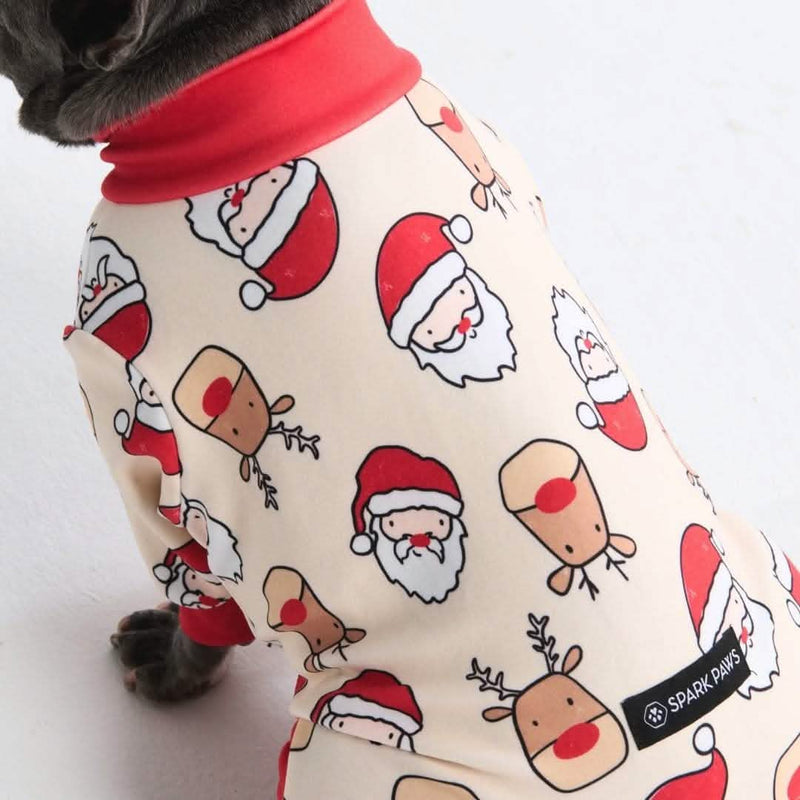 Weihnachtspyjama für Hunde - Weihnachtsmann und Rudolph