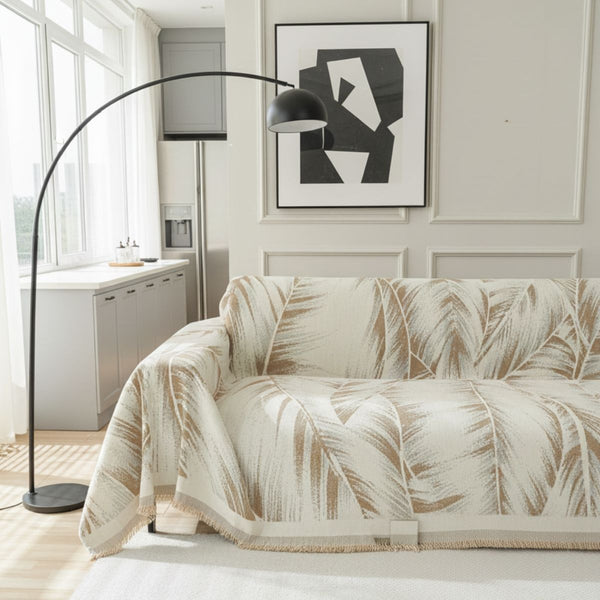 Sofabezug – Blätter Beige