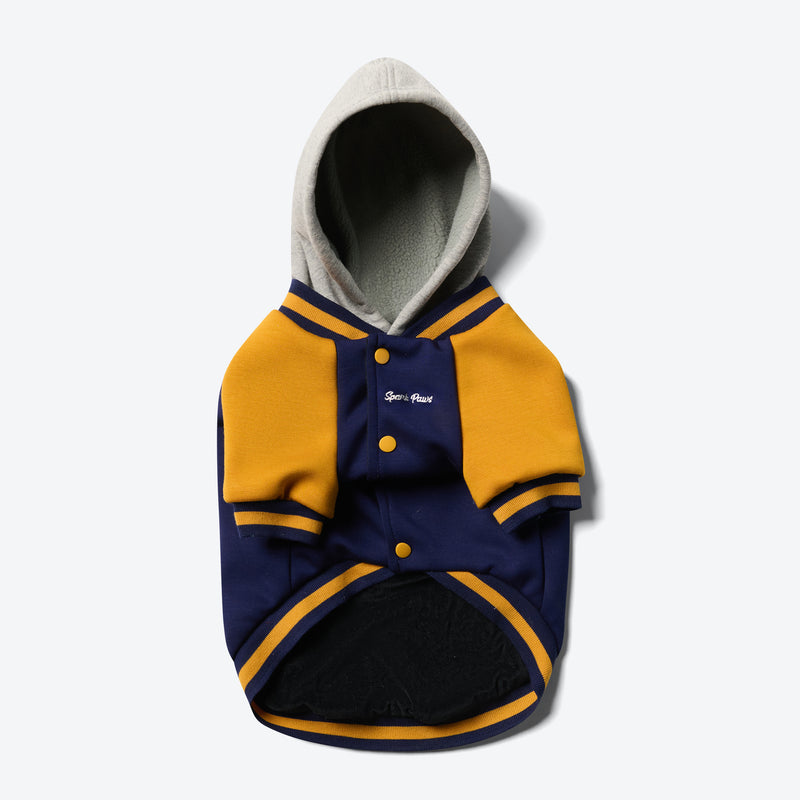 Collegejacke für Hunde– Blaugelb