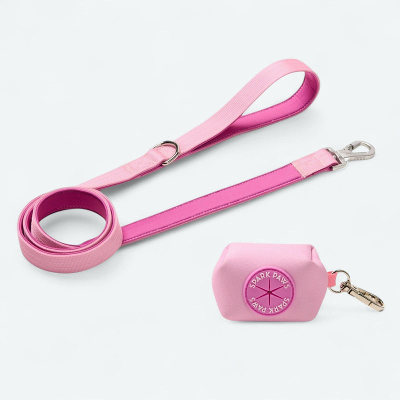 Leinen- und Kotbeutelhalter-Set - Rosa