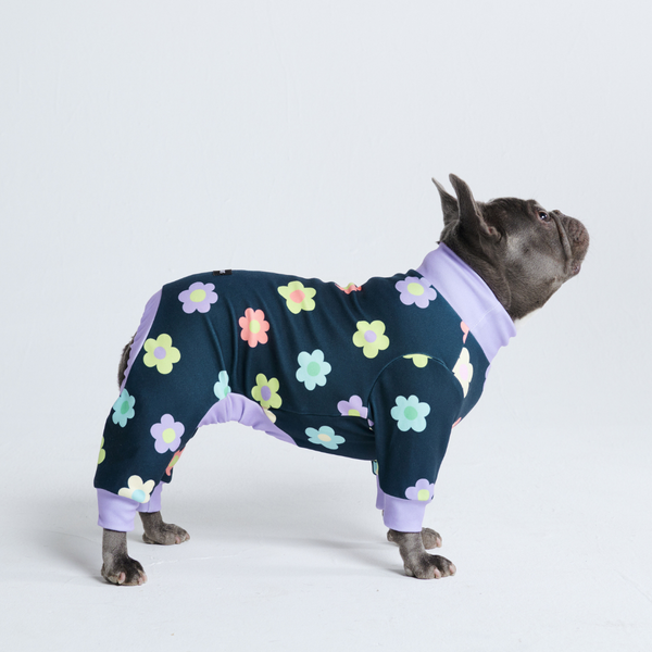 Hunde Pyjama - Blumen Marine