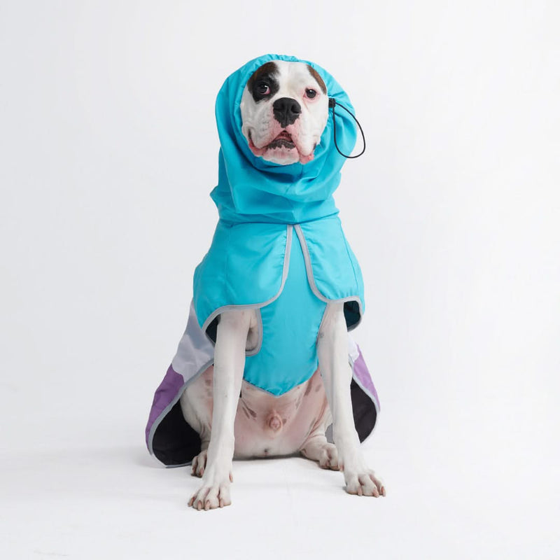 Breatheshield™️ Hund Regenmantel - Teal Weiß Lila