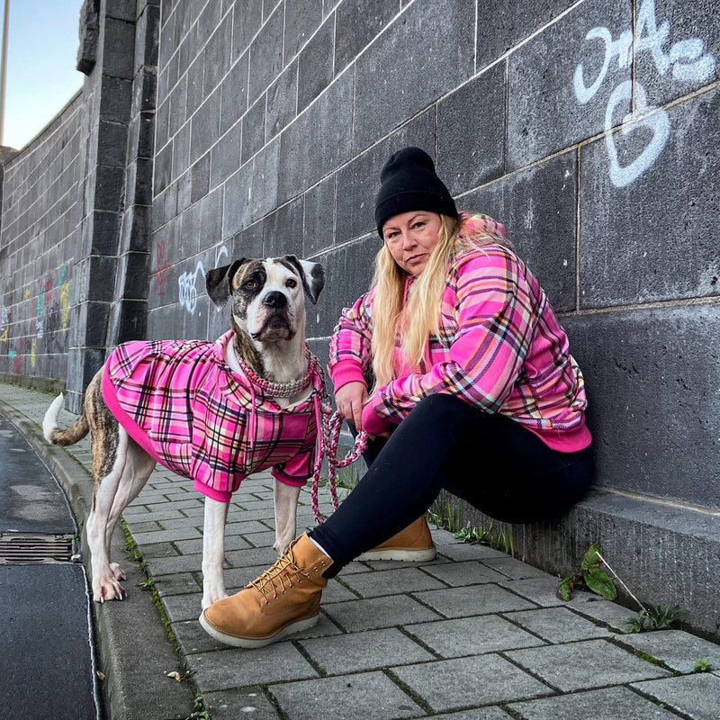 Rosa-karierter Hoodie