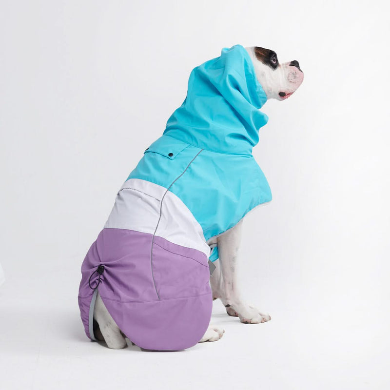 Breatheshield™️ Hund Regenmantel - Teal Weiß Lila
