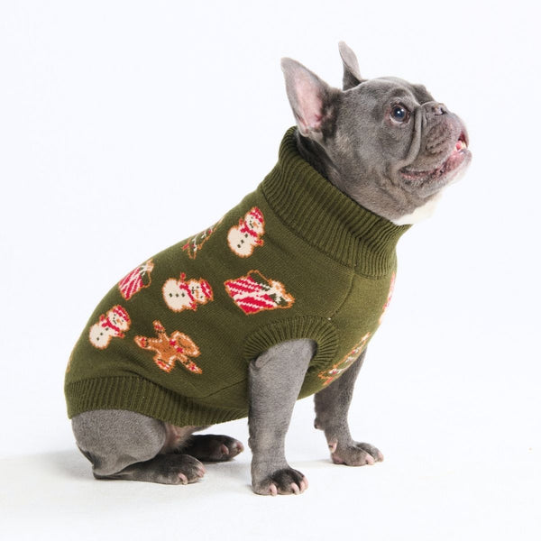 Weihnachts-Strickpullover für Hunde – Lebkuchen
