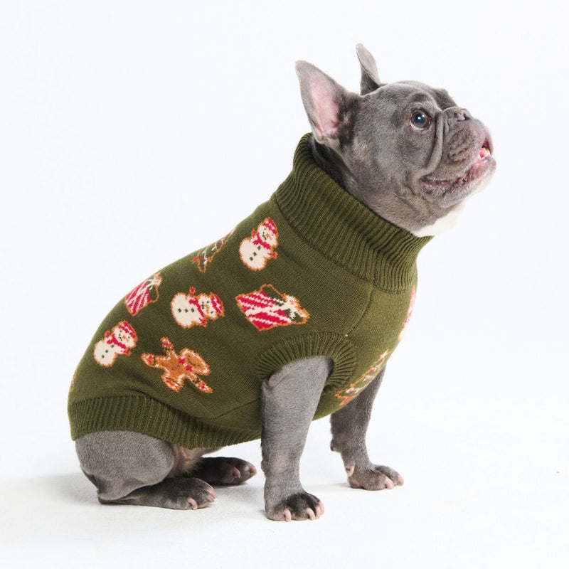 Weihnachts-Strickpullover für Hunde – Lebkuchen