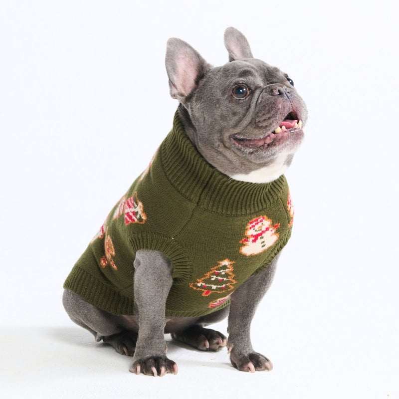 Weihnachts-Strickpullover für Hunde – Lebkuchen