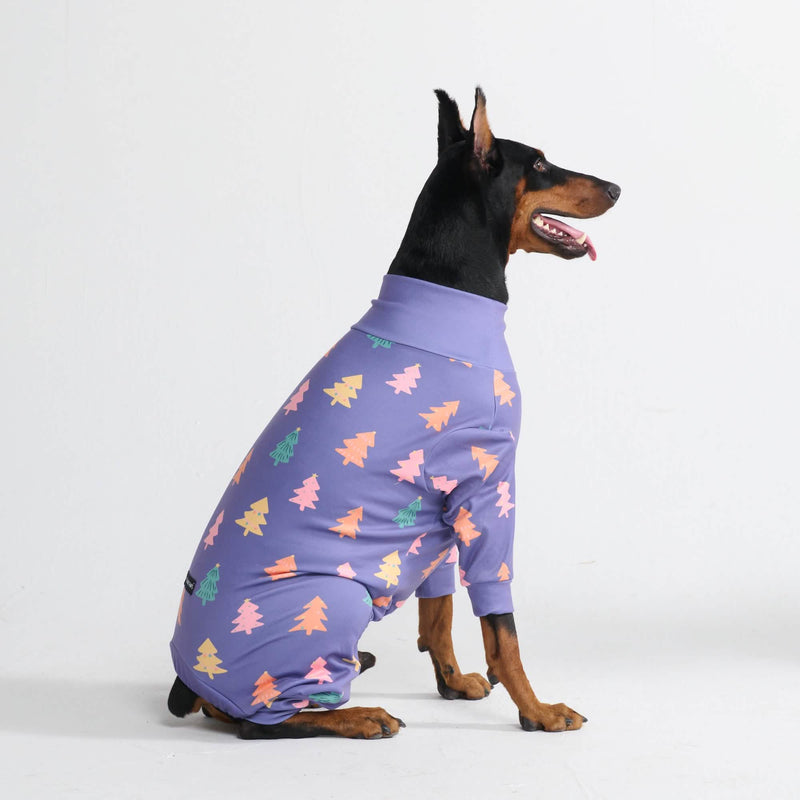 Weihnachtspyjama für Hunde - Zuckerstangen-Bäume
