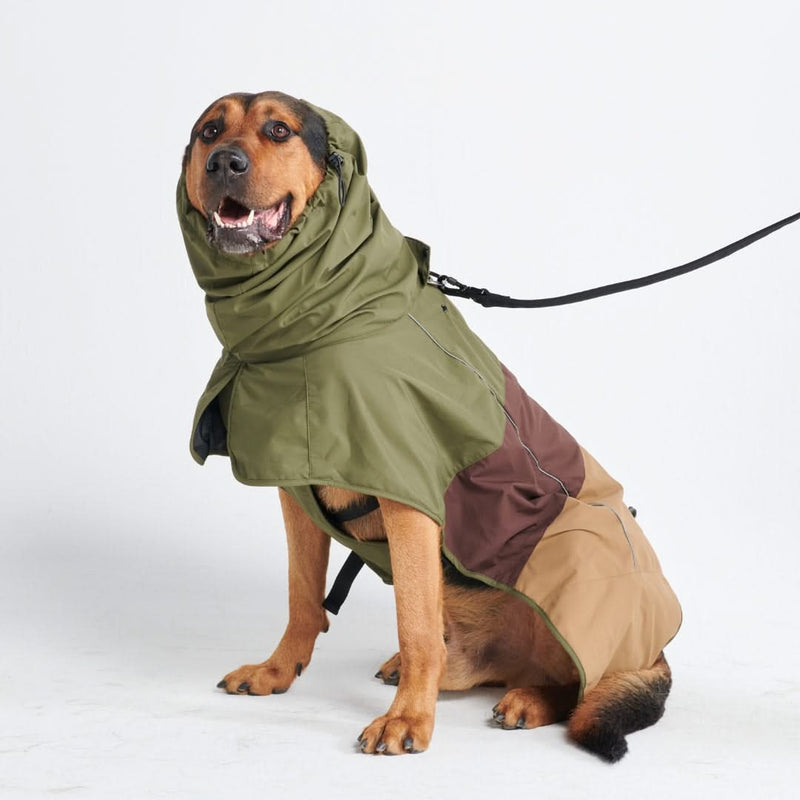 Breatheshield™️ Hunderegenmantel - Grün Braun Tan
