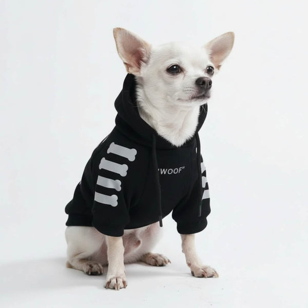 "WOOF" Hunde Hoodie - Schwarz & Reflektierend