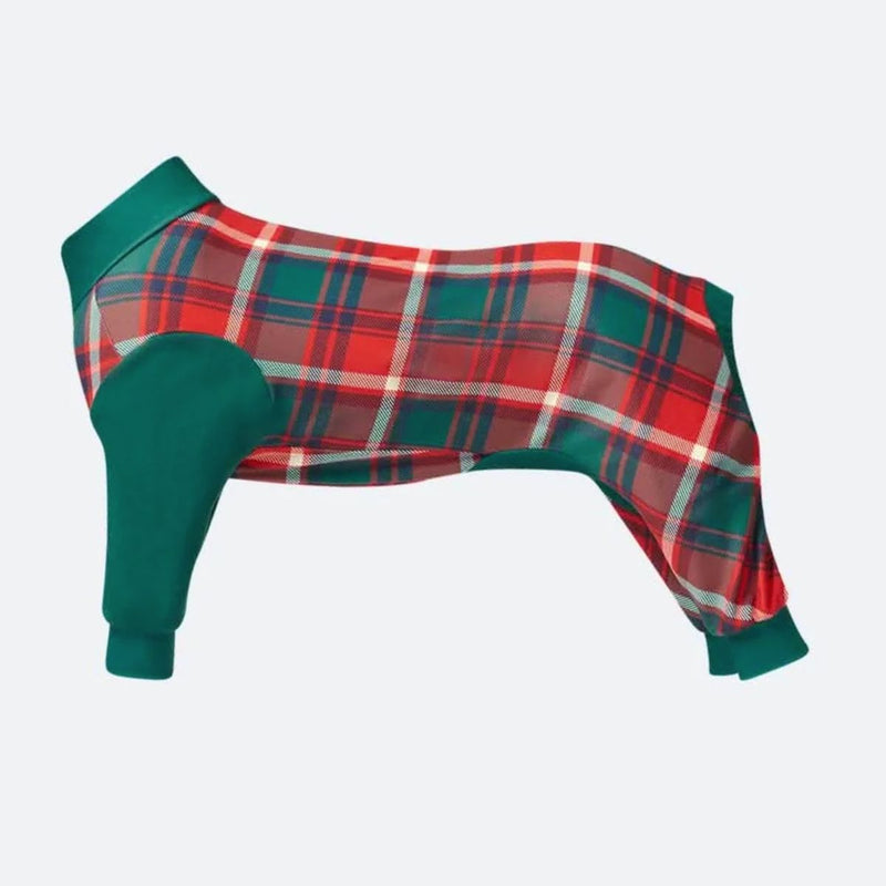 Hundepyjama – Grün und Rot kariert