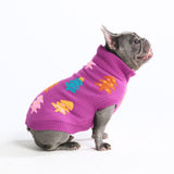Weihnachts-Strickpullover für Hunde – Magenta-Zuckerstangen-Bäume
