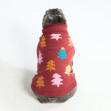 Weihnachts-Strickpullover für Hunde – Kastanienbraune Zuckerstangen-Bäume