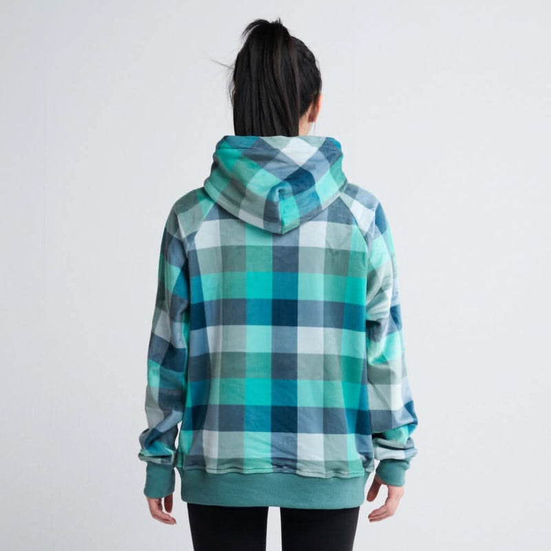 Velvet Human Kapuzenpullover - Türkis-karierter