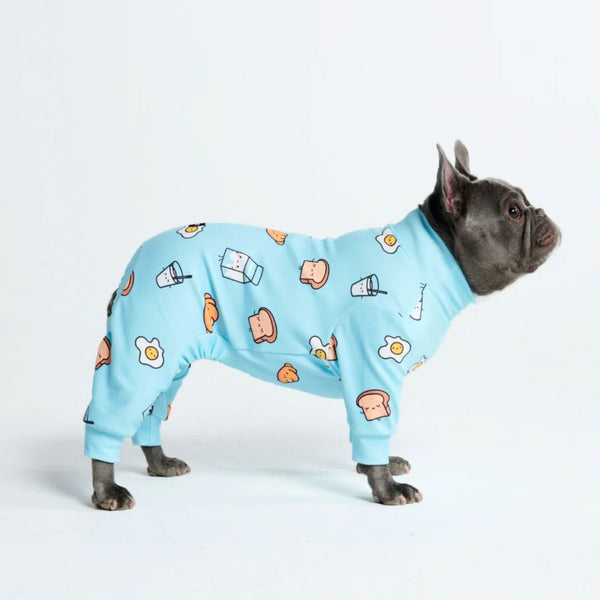 Hunde Pyjama - Frühstück Blau