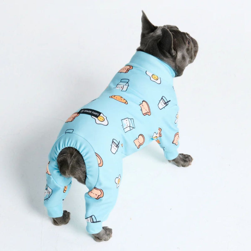 Hunde Pyjama - Frühstück Blau