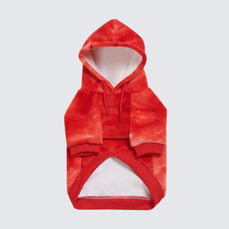 Samtiger Hunde Hoodie - Rubinrot