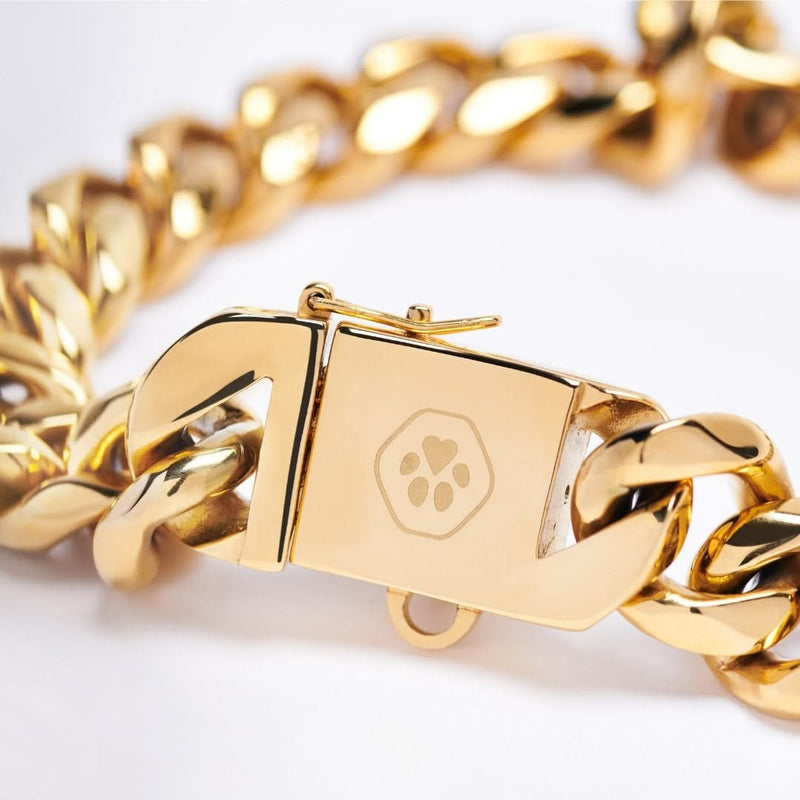 Cuban Link 20mm Ketten-Hundehalsband Gold