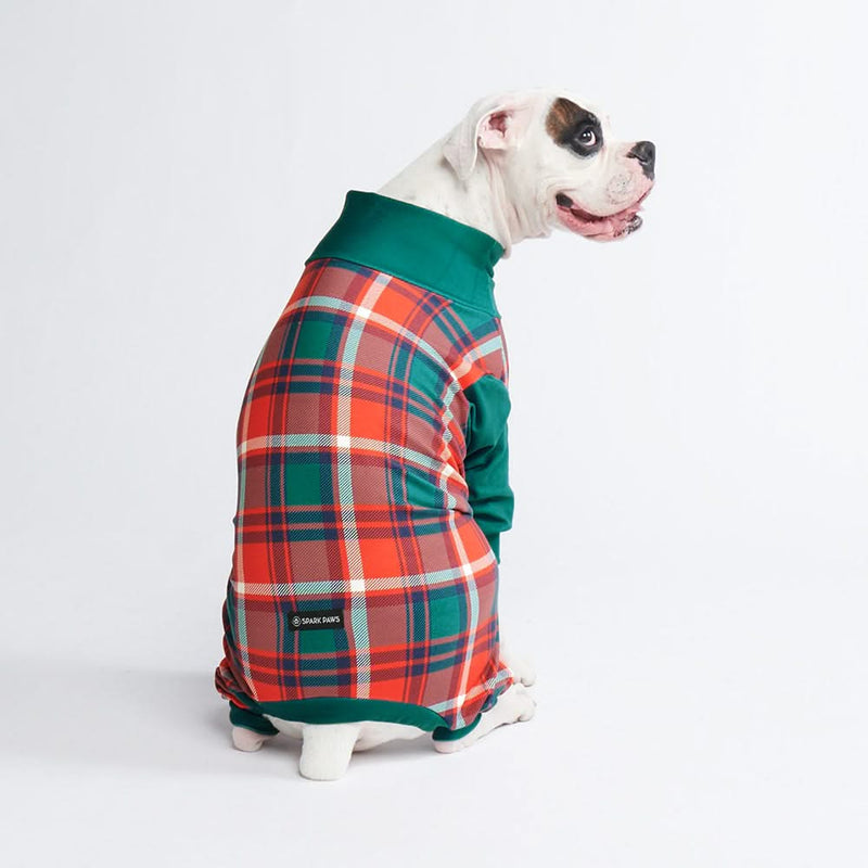 Hundepyjama – Grün und Rot kariert
