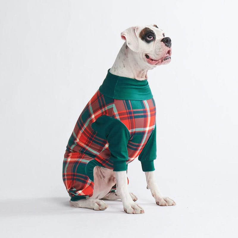 Hundepyjama – Grün und Rot kariert