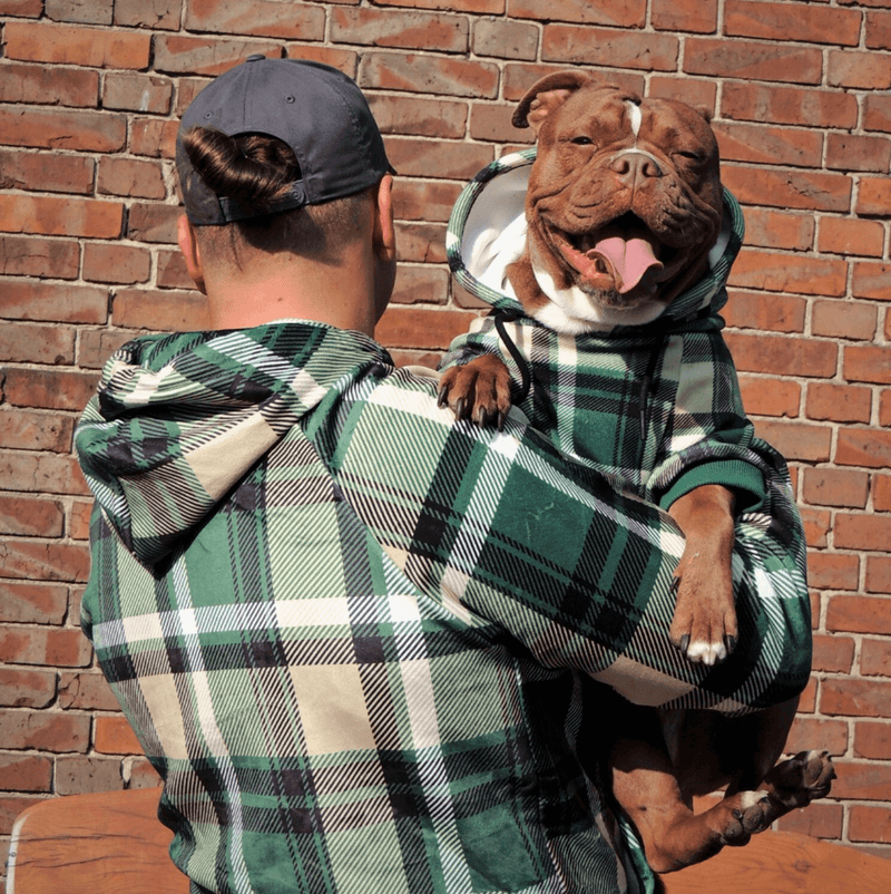 Grün-karierter Hoodie