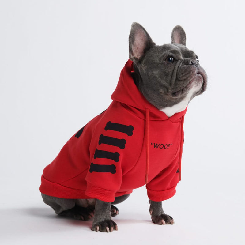"WOOF" Hunde Hoodie - Rot