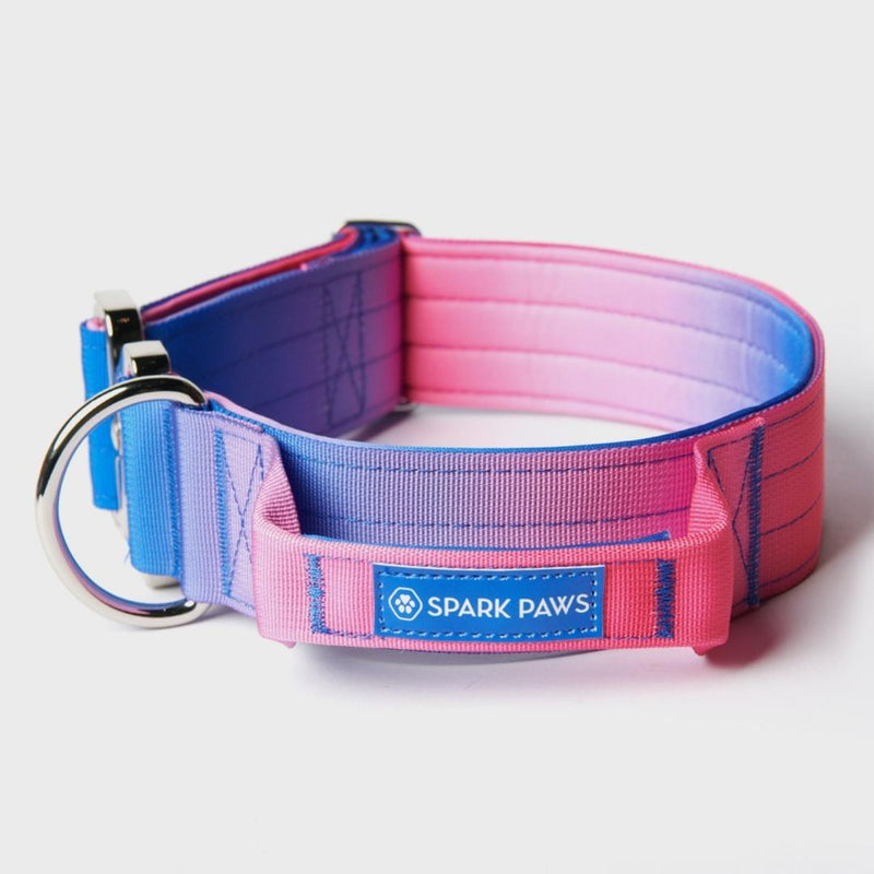 Taktisches Halsband für große Hunde - Rosa-Blau